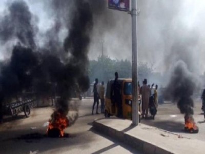 People protesting on streets against police in Nigeria