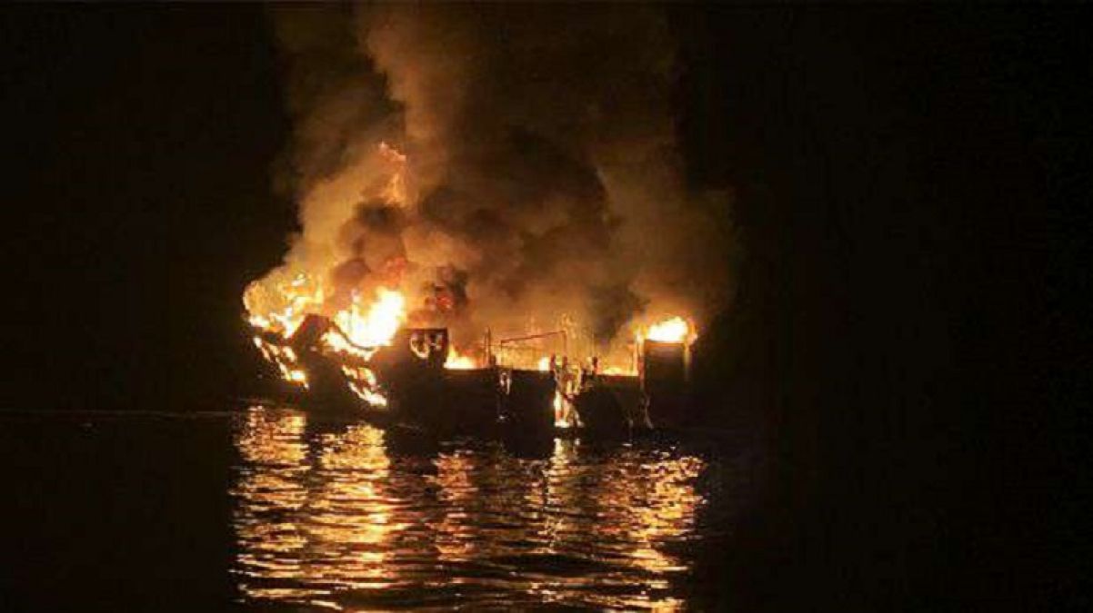 Boats submerged near Santa Cruz island after fire, 25 dead, many missing