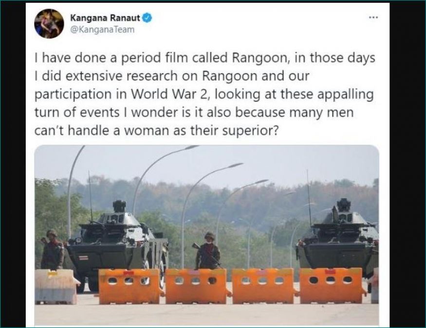 Kangana Ranaut reacts after military forces seized power in Myanmar